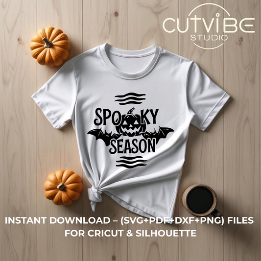 Spooky Season Bat & Pumpkin - CutVibe Studio