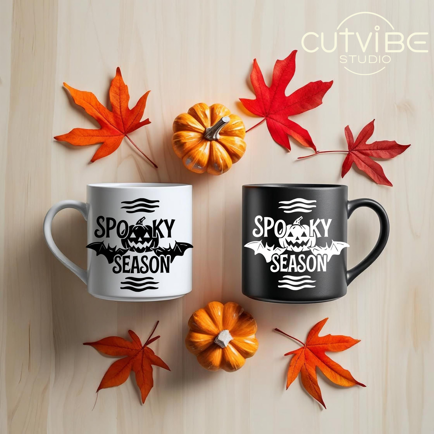 Spooky Season Bat & Pumpkin - CutVibe Studio